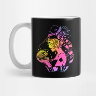 Beautiful witch holding a skull Mug